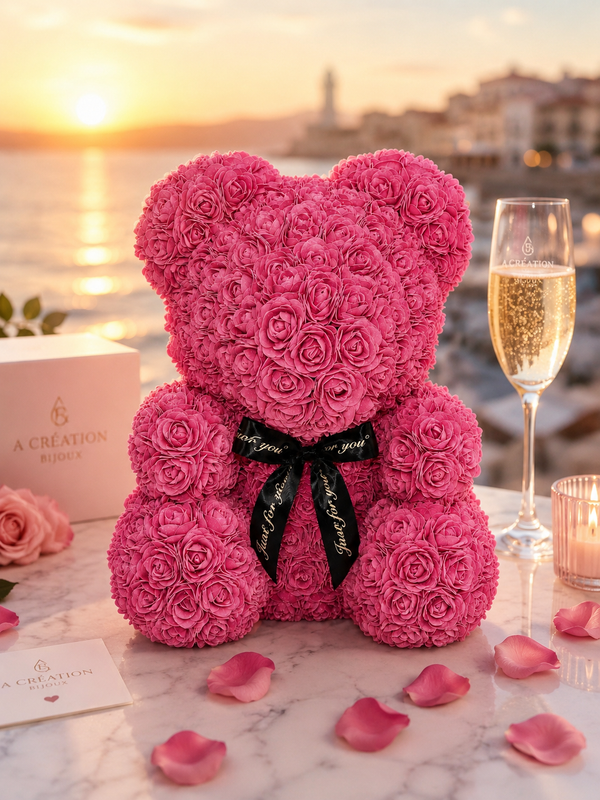 🎁 Ourson Rose Bonbon - Grand Modèle