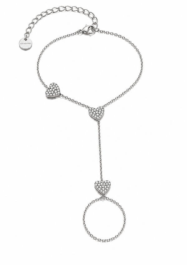 💎 Chaîne de Main Cœurs d’Argent