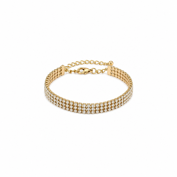 💎 Bracelet Pavé de Strass Dorée