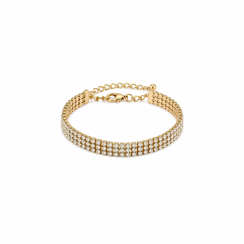 💎 Bracelet Pavé de Strass Dorée