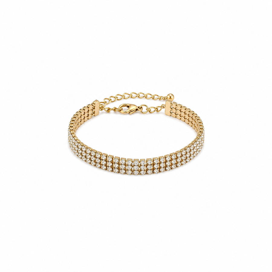 💎 Bracelet Pavé de Strass Dorée