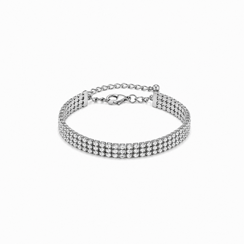 💎 Bracelet Pavé de Strass Argenté