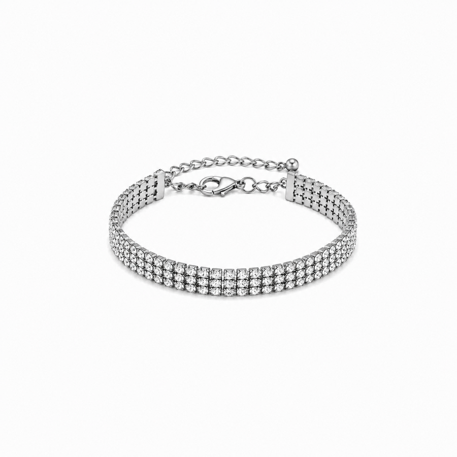 💎 Bracelet Pavé de Strass Argenté